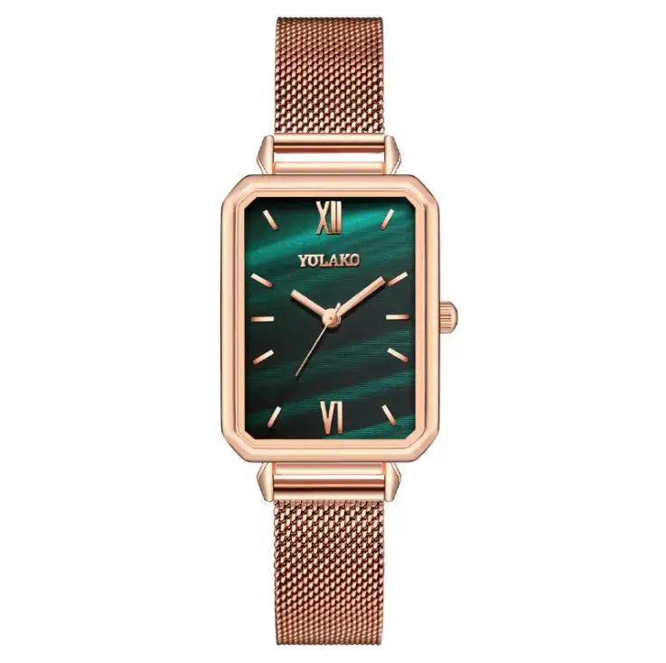 Relógio feminino ultrafino, relógio de pulso de quartzo retangular e pequeno, de marca famosa e luxuosa, yk2002