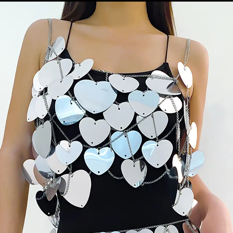 Bên Punk bikini sexy quần áo ngực chuỗi cay cô gái tình yêu vest sequin cơ thể chuỗi