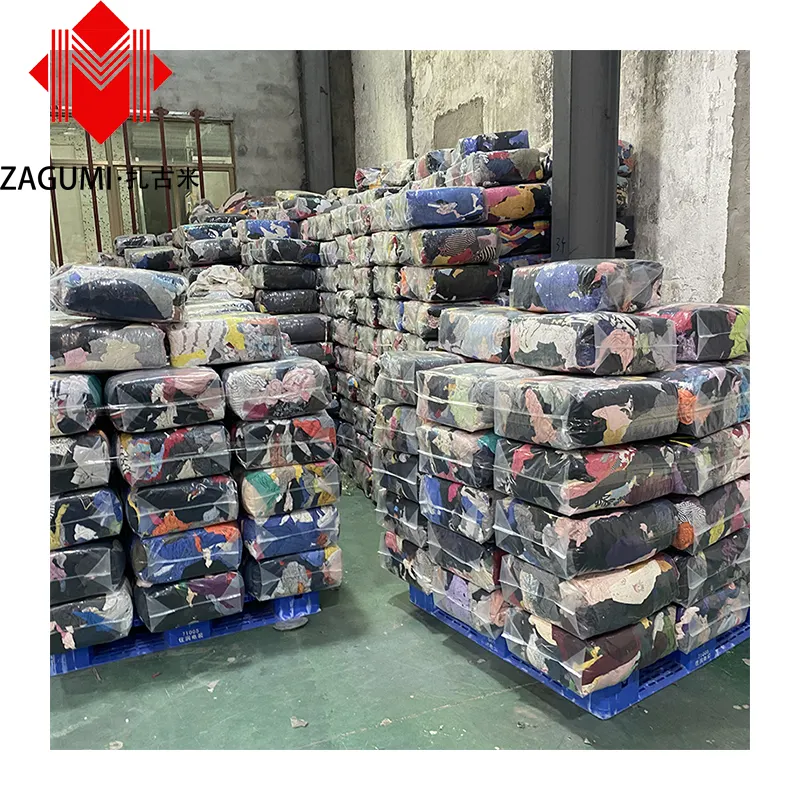 Cheap Factory Price Hot Sale Used Clothes Cleaning Rags Recycled Colored T-Shirt Cotton Rags Textile Waste