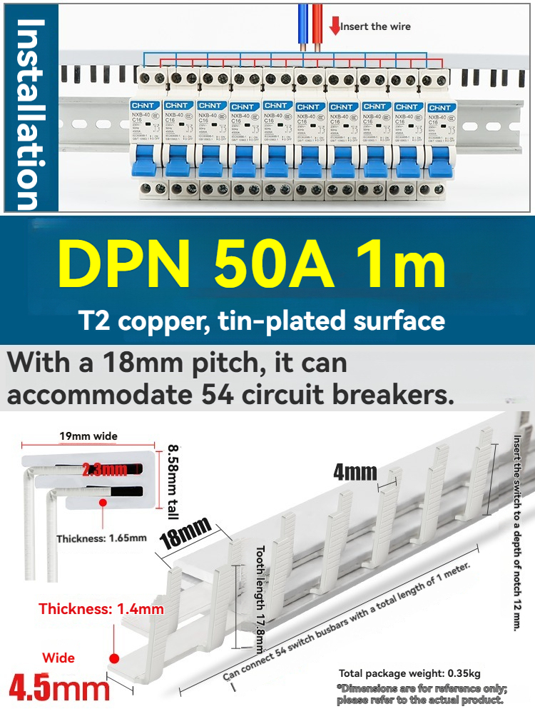 DPN 50A (1m connection for 54 1P MCBs)