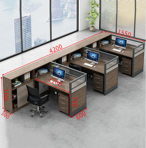Estación de trabajo de partición de cubículo de oficina grande, 6 espacios, con partición de vidrio/estante, buena mesa de ordenador de oficina - Product Image 6