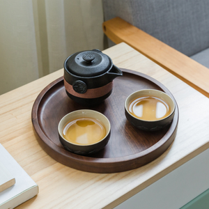 热卖黑色便携式旅行茶具陶瓷功夫茶壶和茶杯户外套装，带手提袋 - Product Image 3