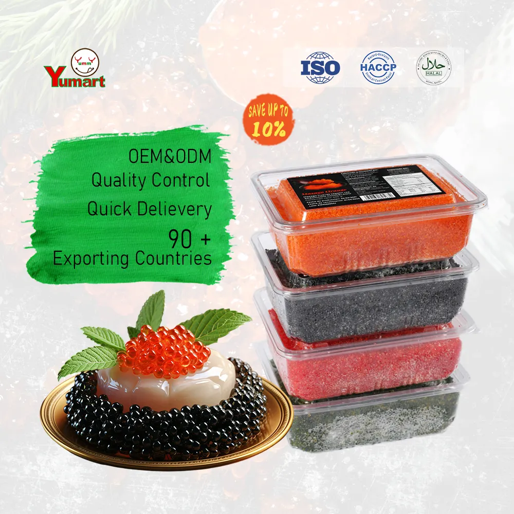 Fábrica seafoods venda quente Masago Congelado e Tobikko para alimentos suhsi laranja verde preto amarelo vermelho cor