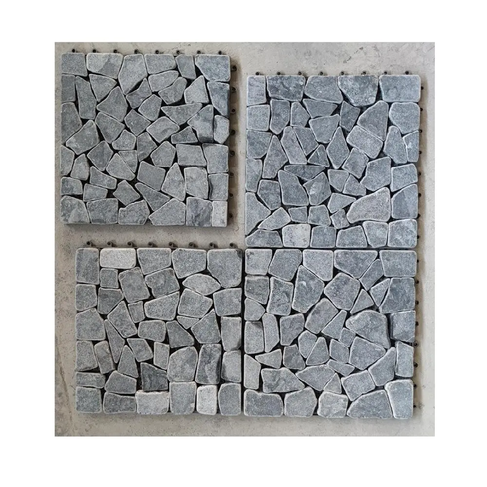 Blue Stone Black Limestone Outdoor Deck Tiles Interlocking Paver Design For Swimming Pool