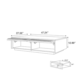Hiện đại phòng khách hình chữ nhật Bàn cà phê Gỗ Óc Chó Màu Slatted Bàn cà phê phòng khách đồ nội thất trung tâm Bàn cà phê - Product Image 5