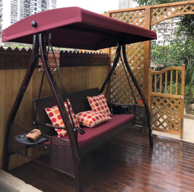 Columpio clásico de frijol rojo para tres personas