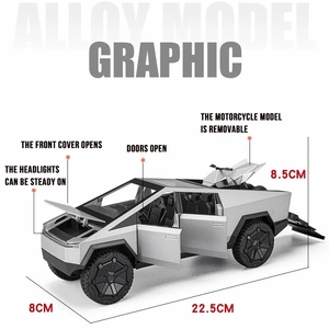 1:24 Cyberpunk kamyonet Model alaşım simülasyon ses ve ışık geri çekin araç 1/24 Diecast Model oyuncak arabalar - Product Image 2