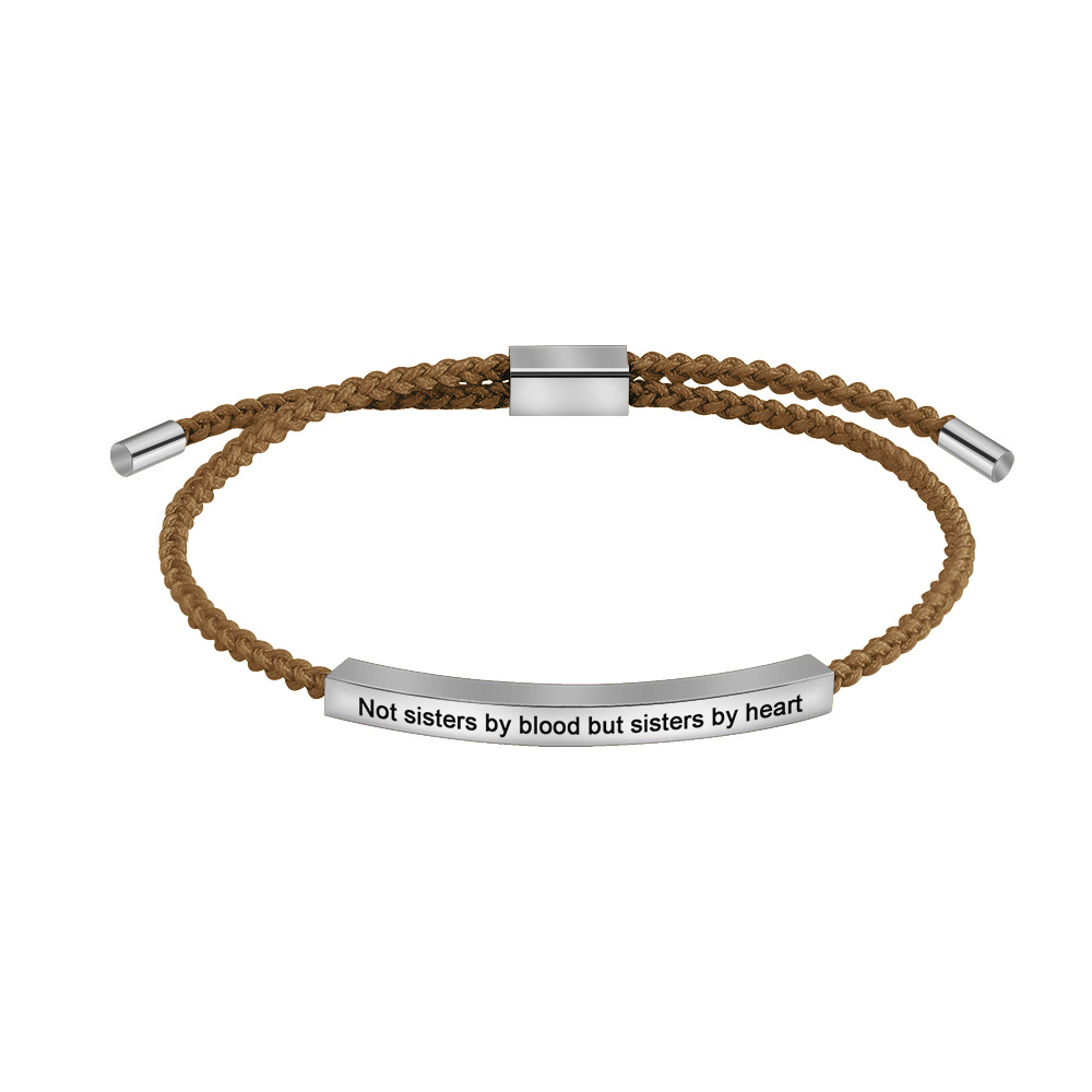Bracelet couleur acier corde marron g3713