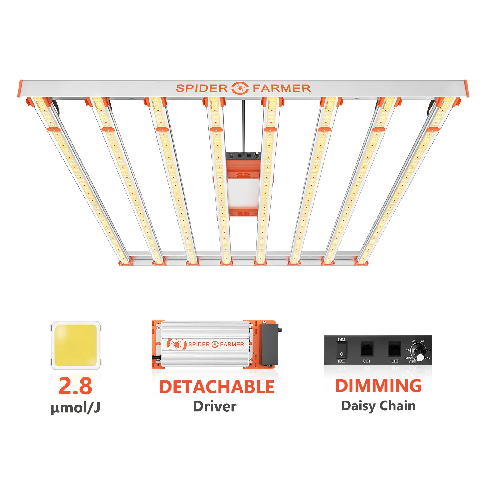 Agricultor Aranha SF-G860w co2 Led Crescer Luz 8 Barras Comercial LED Crescendo Lâmpada 2.9 umol/J Para Agricultura Vertical