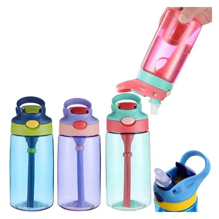 480ml fashionable Kawaii BPA free plastic children's straw water bottle