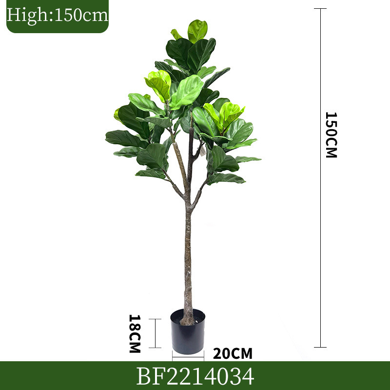 High simulation fiddle leaf fig-15m-plastic base pot