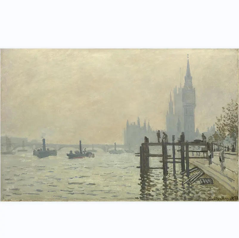 100% dipinto a mano il Tamigi sotto Westminster Claude Monet pittura a olio riproduzione arte della parete