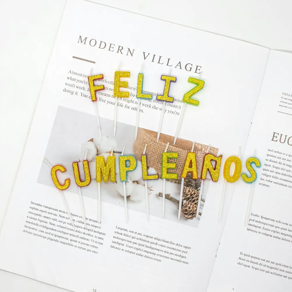 Espanhol feliz aniversário nuvem colorido surpresa longo palito letras forma de velas festa de aniversário