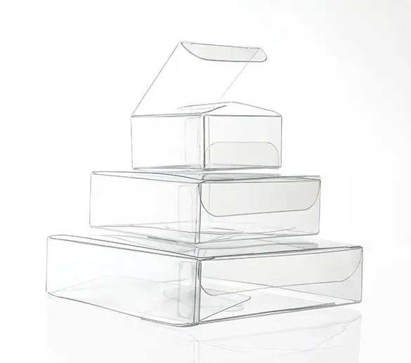 Cajas transparentes y plegables de PVC para mascotas, caja de plástico rectangular para dulces y tartas