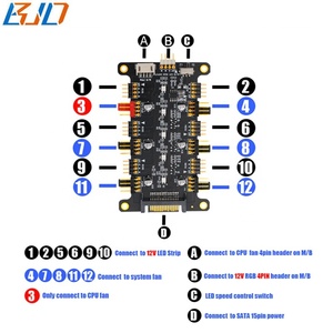 6 * 4pin rgb & 5 x 4pin 12v מאוורר רכזת רכזת פריצה לוח עבור מקרה מחשב