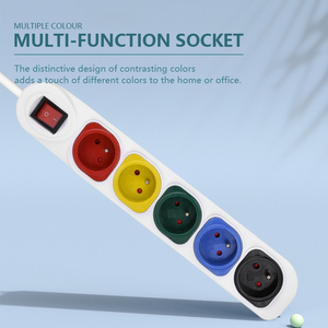 Colored <strong>Extension</strong> <strong>Socket</strong> With <strong>Multiple</strong> Switched Plugs 5 Gang French Power Strip Copper Material Electric <strong>Socket</strong> - Product Image 3