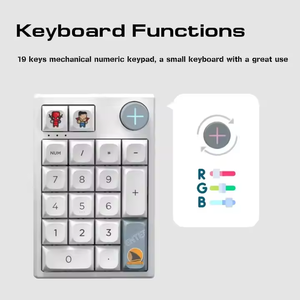 Teclados mecánicos numéricos inalámbricos Darmoshark K3 PRO BT, 19 teclas, intercambio en caliente, programación personalizada, teclado numérico RGB, teclados para juegos
