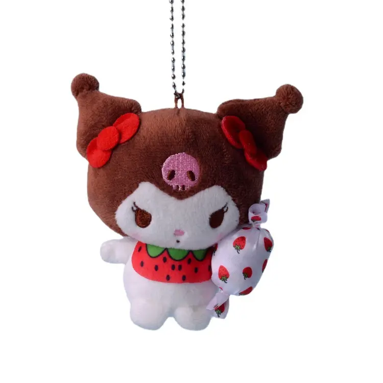 DHF214 Sanrioed cute mini strawberry candy series Kuromi My Melody plush doll pendant bag hanging keychain grab machine dolls