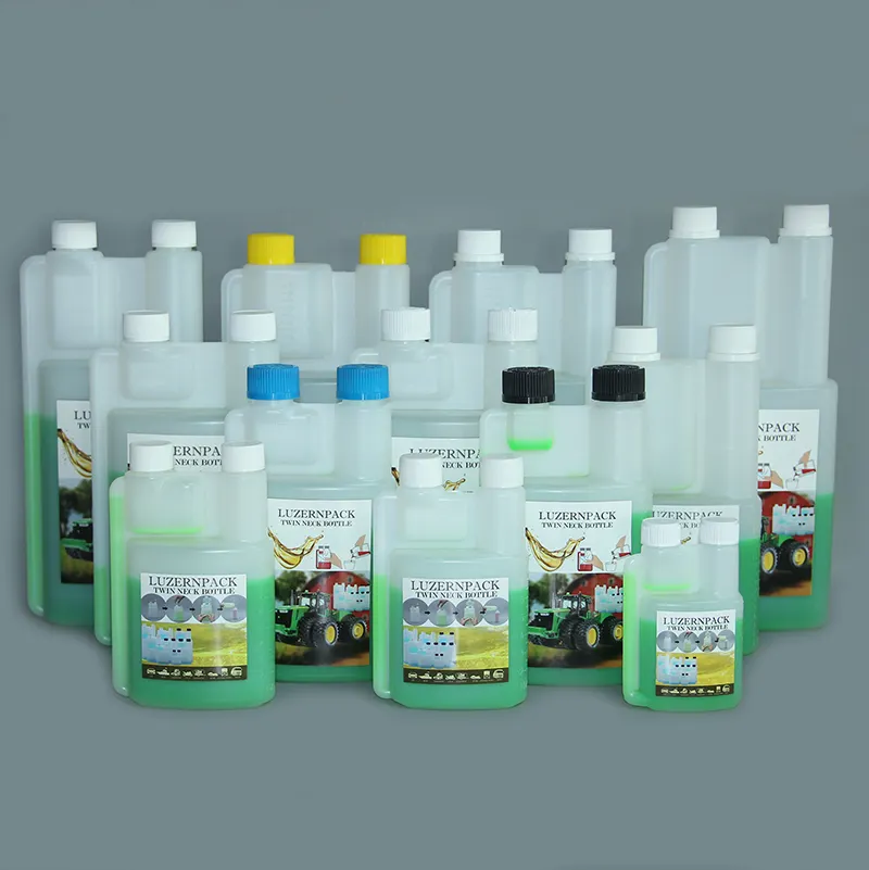 Botellas de plástico para medir fertilizante líquido, doble cámara, HDPE, 8 oz, 250ml