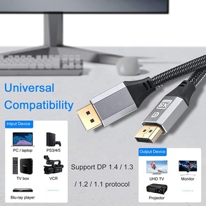 Personalizar 14 versión DP a DP Cable Displayport 8K 60Hz 4K 144Hz 14 Cable 0,5 M 1M 1,5 M 2M 3M 5M para Monitor proyector portátil PC - Product Image 6