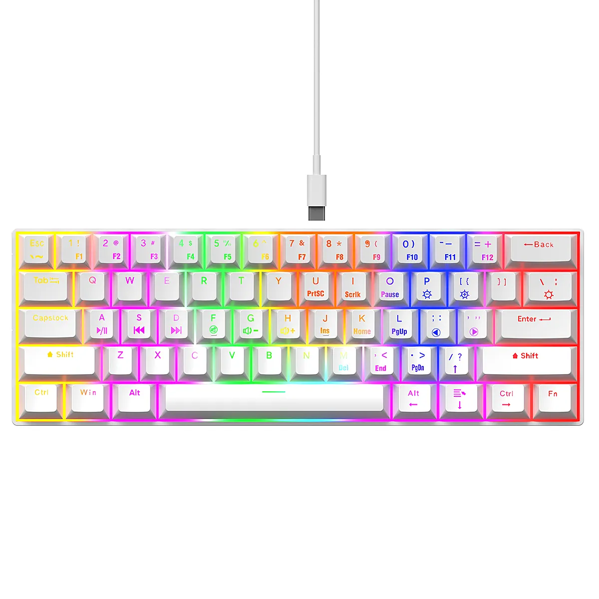 Gran oferta portátil 61 teclas Teclado para juegos 60 por ciento Teclado Gamer LED retroiluminado interruptor azul Teclado mecánico con cable personalizado