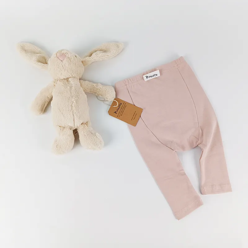 Pinuotu Solid Kids Custom Pink Autumn Winter Cotton Baby Girls Baggy Trousers Cute Sleepsuit Leggings Toddlers Big PP Pants