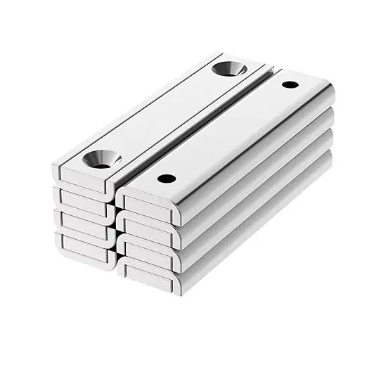 N35 Magnet Bar Neodymium Pot Magnets with Screws Countersunk Hole and Steel Capsule Mounting Magnet Strips for Garage