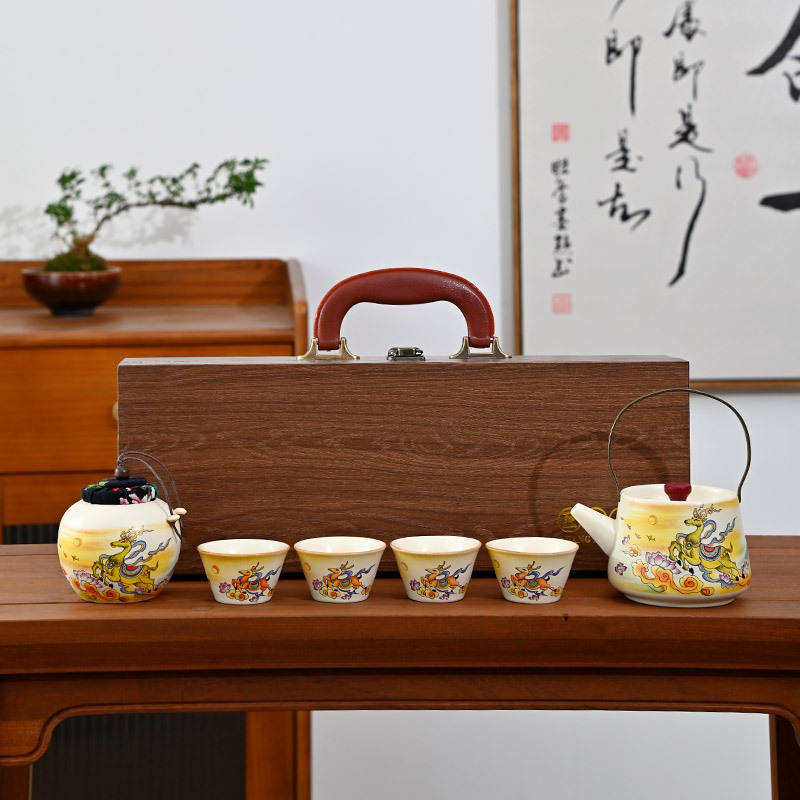 Caja de Madera con Asa - Que la Fortuna te Sonría de Inmediato - Ya Huang