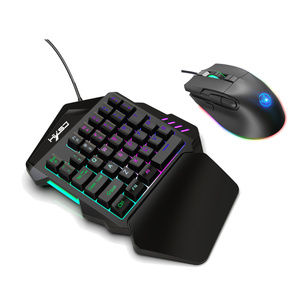 HXSJ Mini Wired Gaming <strong>Keyboard</strong> and <strong>Mouse</strong> Set One-Hand <strong>Use</strong> with LED Backlit <strong>Keyboard</strong> and USB Interface for <strong>Android</strong> IOS - Product Image 1