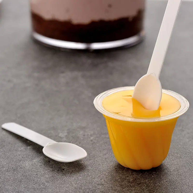 Cuchara de plástico desechable para helado, minicucharas de yogur de postre envueltas individualmente