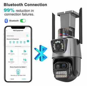 9mp 4K IP PTZ güvenlik kamerası WiFi güvenlik üç Lens çift ekran 8X ICsee açık NVR Bluetooth Video gözetim kablosuz - Product Image 3