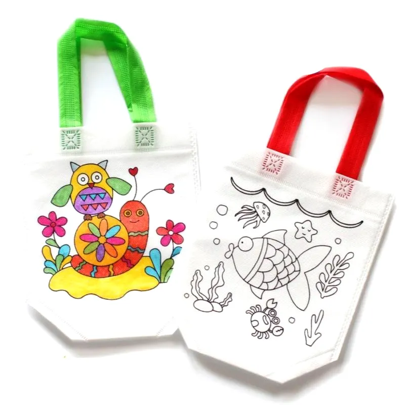 1 Uds. Bolsa de grafiti DIY pintura hecha a mano bolsa no tejida para niños arte relleno de Color dibujo juguete educativo