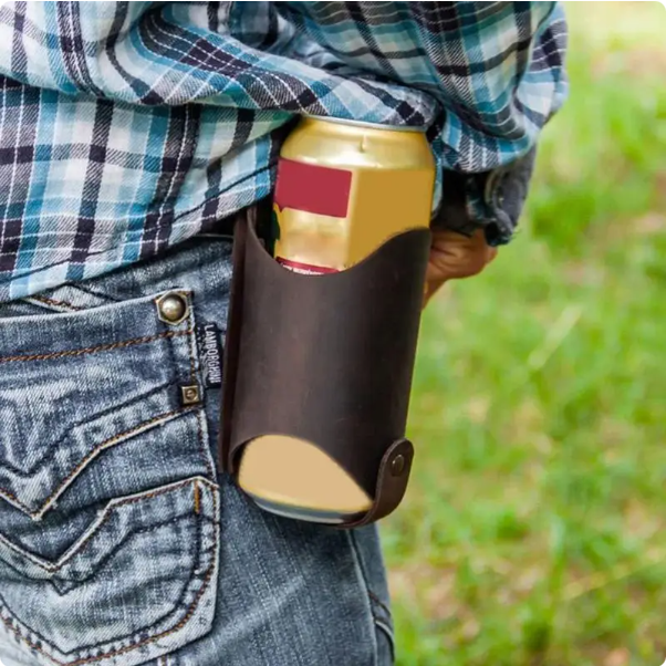 Leather Bottle Waist Holster Portable Beer Belt Bag Wine Bottles Beverage Can Holder Outdoor Drink Bottle Case Cover
