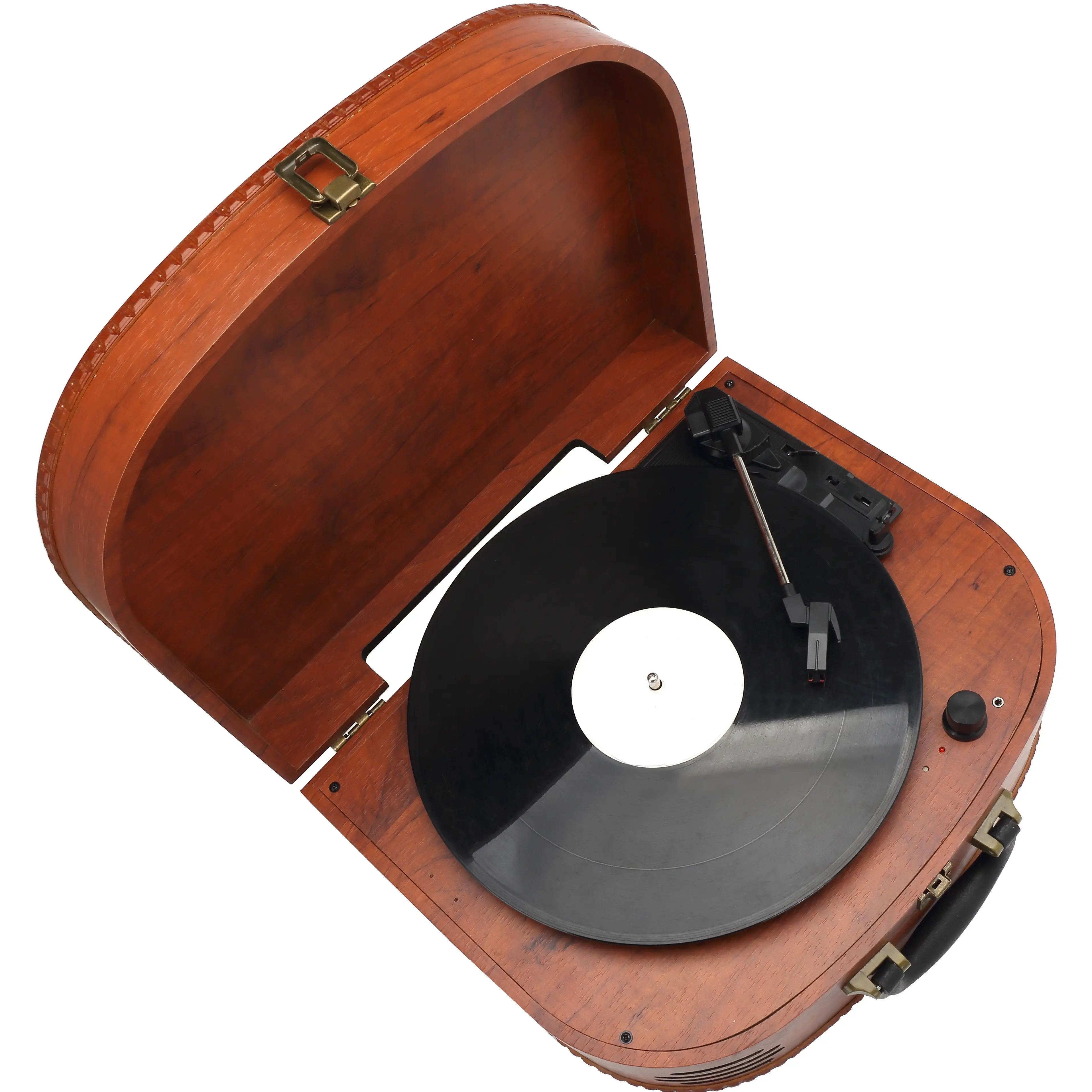 Nouveau modèle privé haut-parleurs stéréo HIFI en bois massif valise portable phono disque vinyle platine vinyle vers CD convertisseur platine