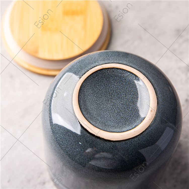 factory wholesale reactive glaze stoneware jar nordic kitchen ceramic Storage jar Food Container with bamboo lid