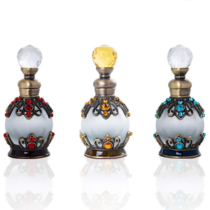 Stock Hot Sale Luxury Gold Grey Round <strong>Attar</strong> <strong>Perfume</strong> 15ml 20ml 25ml Glass Bottle Tassel With Glass Stick - Product Image 1