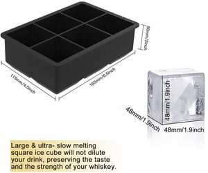 6 lưới Silicone vuông <span class=keywords><strong>Ice</strong></span> <span class=keywords><strong>Cube</strong></span> khay Khay đá tròn lớn khay đá bóng phù hợp cho whisky - Product Image 3