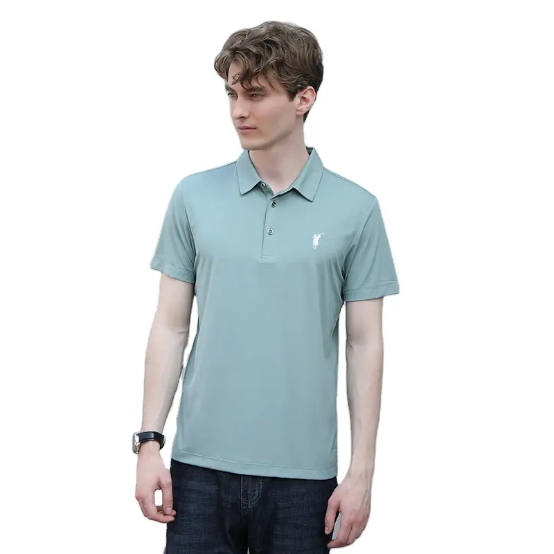 Venta directa de fábrica, camiseta polo turquesa de manga corta para hombre, Polo de poliéster de secado rápido, Polo formal informal de negocios para hombre