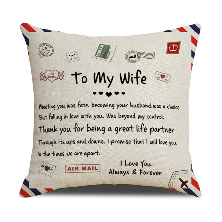 Nordic Simple Office Pillowcase Sofa Cushion Cover Envelope Letter Print Linen Pillowcase Cushion Cover