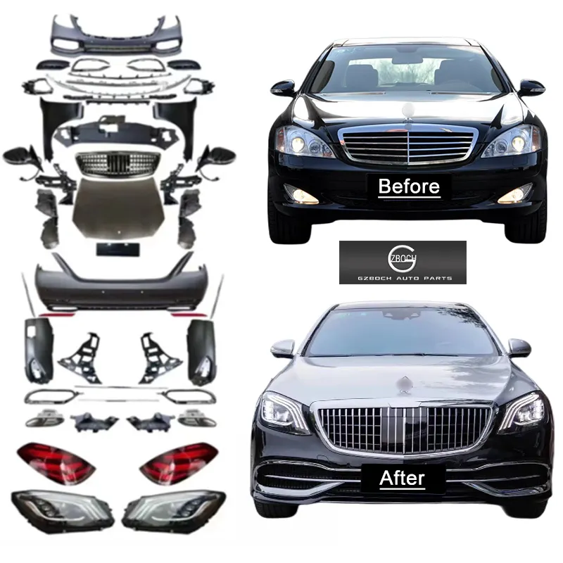 UPGRADE Lama Bodykit Baru untuk 2007 + Mercedes Benz W221 S Kelas S430 S600 S550 S300 S650 Upgrade 2020 + W222 Maybach Bumper Mobil