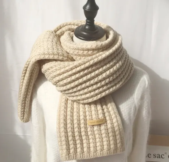 Bufanda de punto hecha a mano para mujer, pañuelo liso y versátil, para invierno, cálido, personalizado