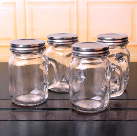 With custom printing and stainless steel straw 16oz glass mason jar
