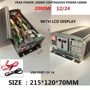 Inversor de potencia de 12/24/48V a 220V, convertidor de potencia con pantalla LED, protección múltiple, inversor de onda sinusoidal modificada, 2000w - Product Image 3