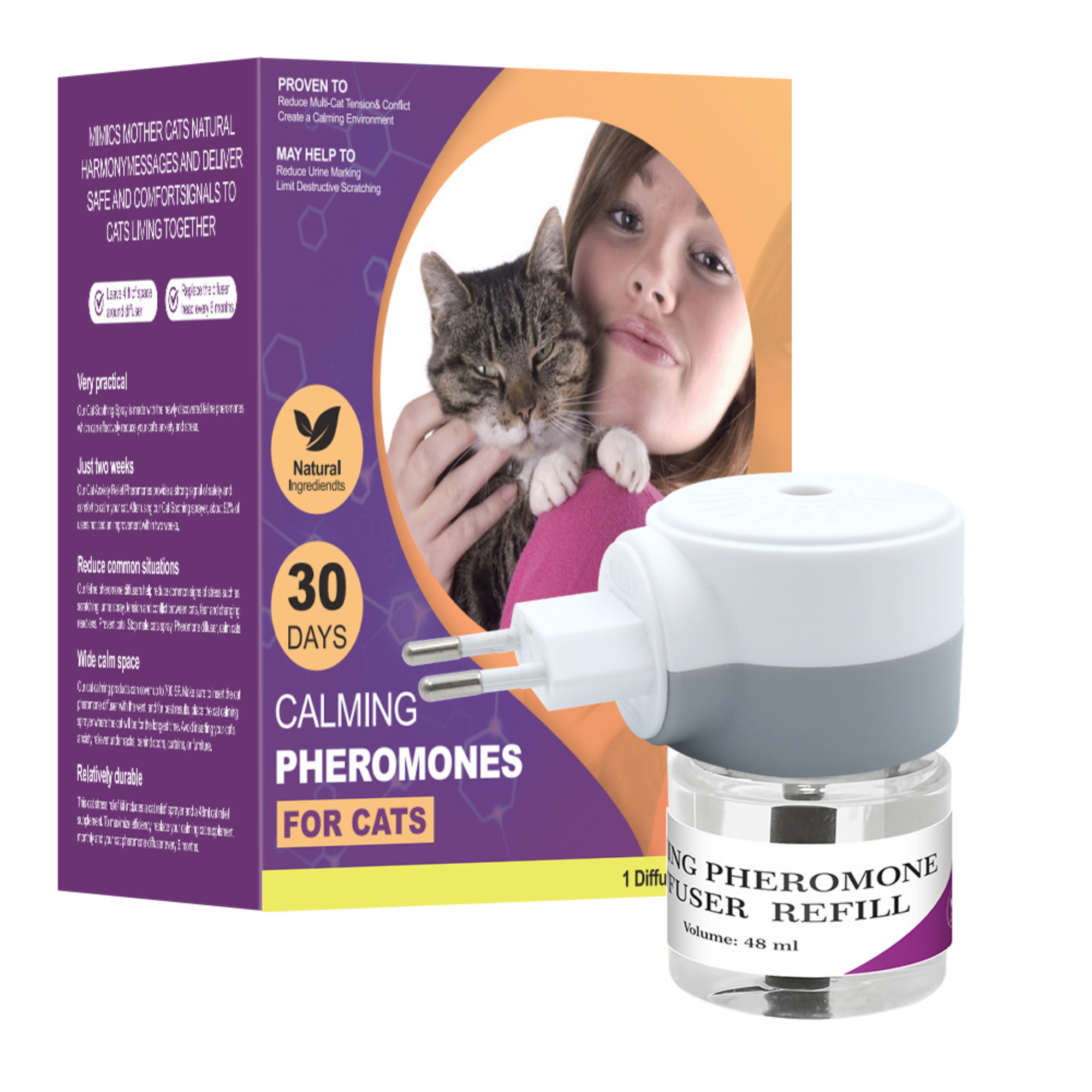Réglementation européenne - Liquide apaisant et calmant pour chat (1 unité + 1 liquide)