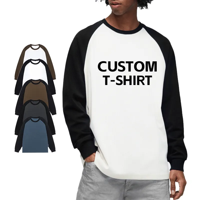 Camiseta para hombre 2024 sudadera de manga raglán Camisetas de manga larga Camisetas personalizadas de gran tamaño camisetas de tu propia marca