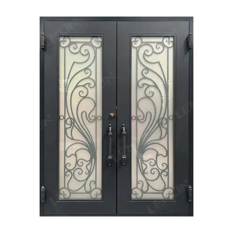 Villa esterna in acciaio forgiato personalizzato anteriore principale modelli in metallo zincato di alta qualità porta esterna in ferro battuto