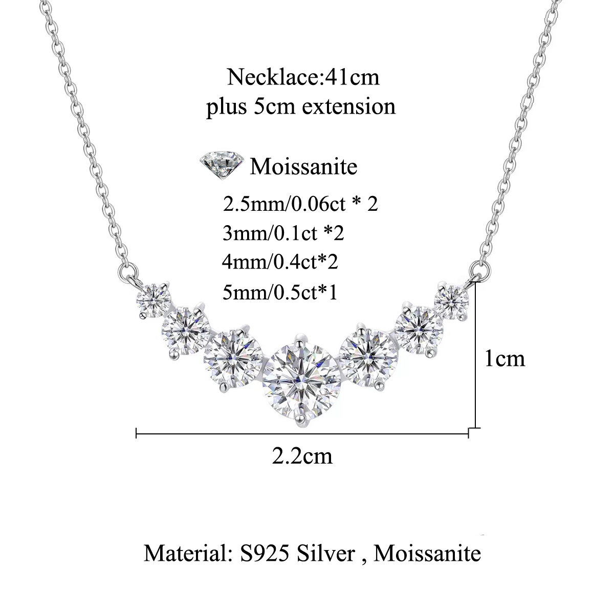 Main Moissanite: 5mm(0.5ct)