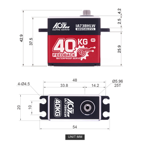 AGFRC 40KG High Torque HV Steel Gear 0.100s 180 Degree Position Feedback Brushless Digital Programmable 25T STD RC <strong>Robot</strong> <strong>Servo</strong> - Product Image 6