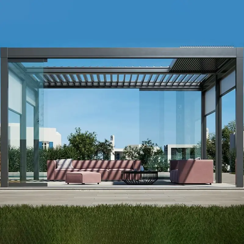 Shintrai sistema de vidro de abertura de alumínio terraço pergola ao ar livre