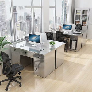 Escritorio moderno de metal y acero para diseño gráfico, mesa de personal de oficina con cajones, muebles de hierro para proyectos de diseño - Product Image 4